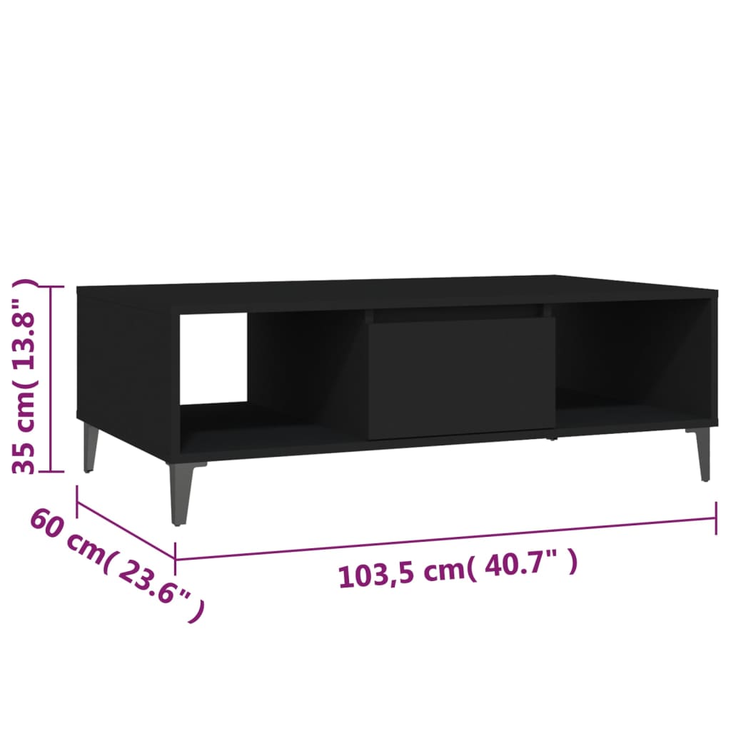 Salongbord Svart 103,5X60X35 Cm Konstruert Tre