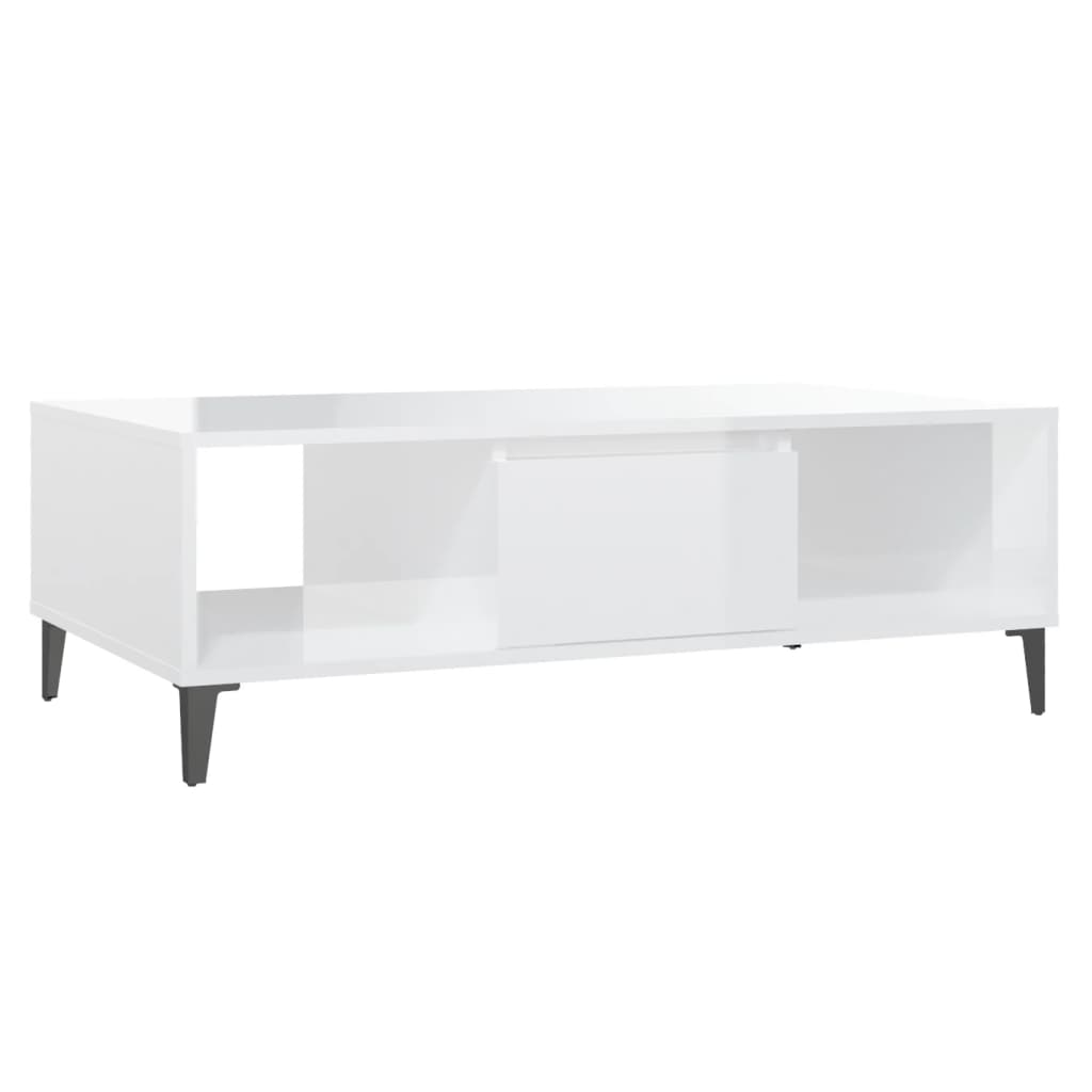 Salongbord Høyglans Hvit 103,5X60X35 Cm Konstruert Tre