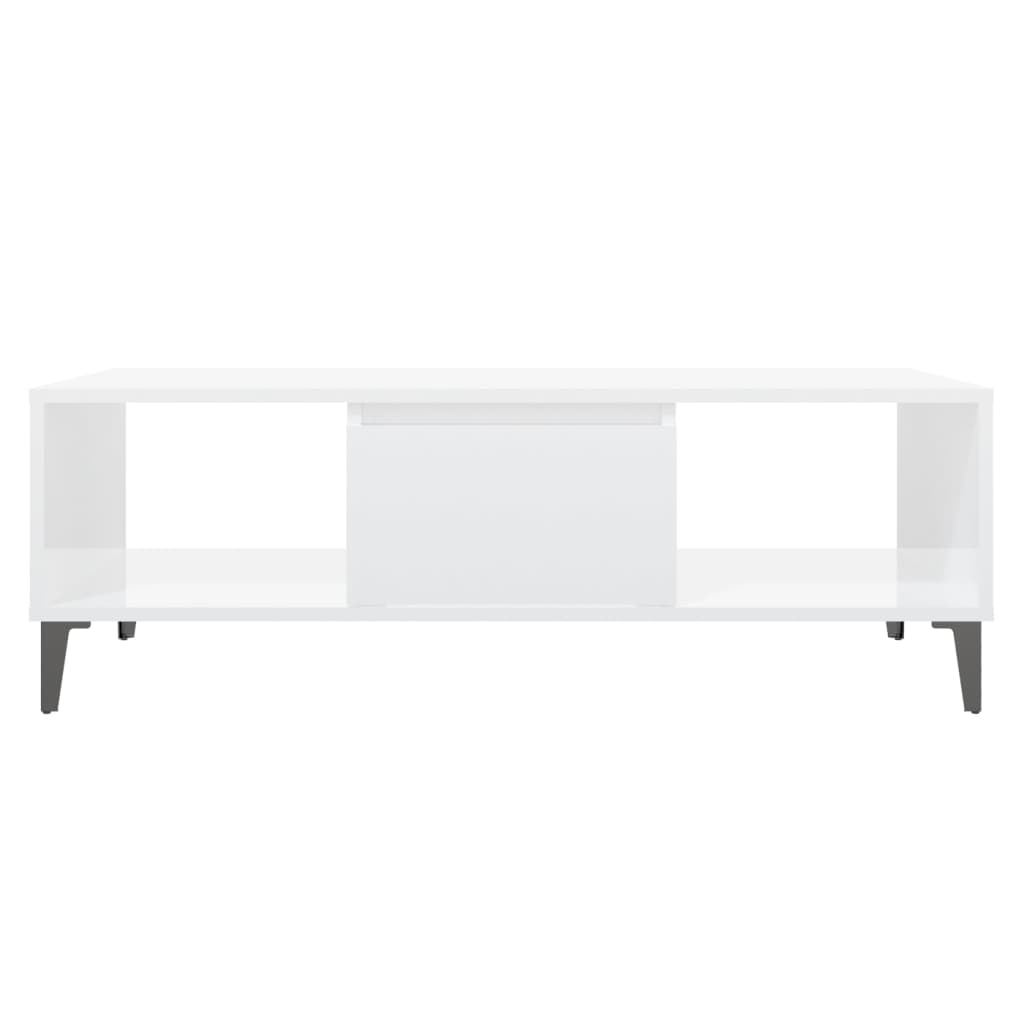 Salongbord Høyglans Hvit 103,5X60X35 Cm Konstruert Tre