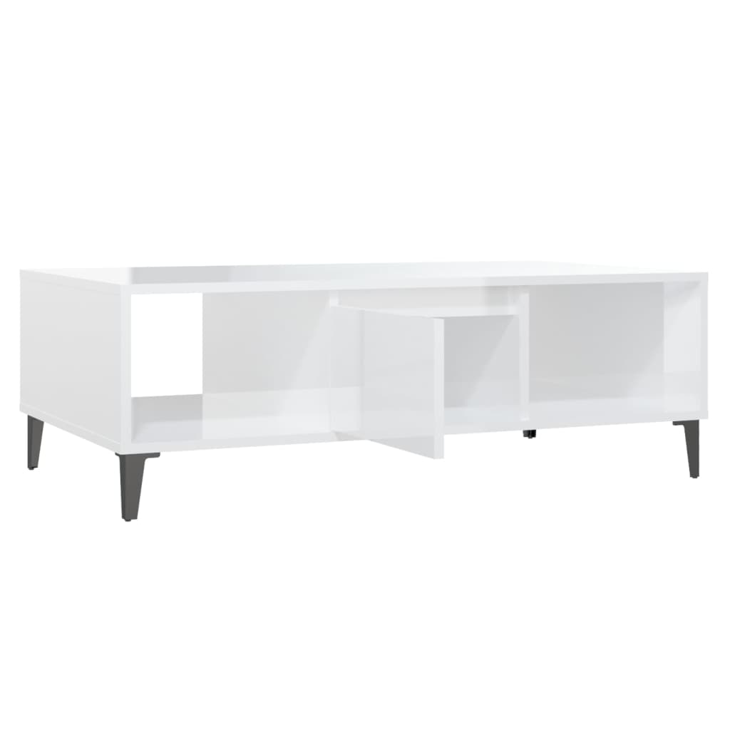 Salongbord Høyglans Hvit 103,5X60X35 Cm Konstruert Tre