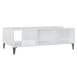 Salongbord Høyglans Hvit 103,5X60X35 Cm Konstruert Tre