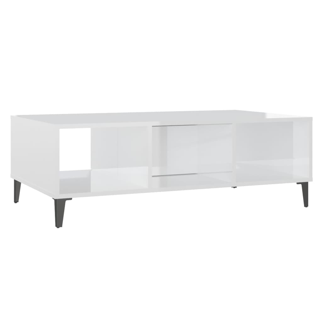 Salongbord Høyglans Hvit 103,5X60X35 Cm Konstruert Tre