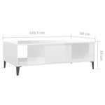 Salongbord Høyglans Hvit 103,5X60X35 Cm Konstruert Tre