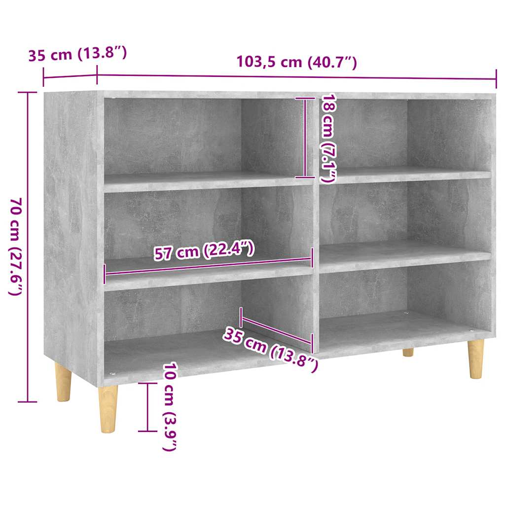 Skjenk Betonggrå 103,5X35X70 Cm Konstruert Tre