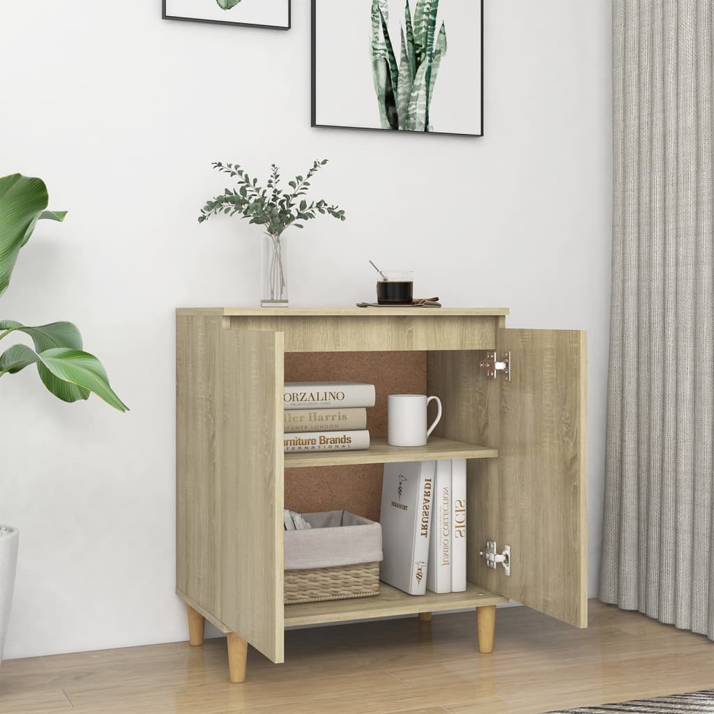 Skjenk Med Ben I Heltre Sonoma Eik 60X35X70 Cm Konstruert Tre
