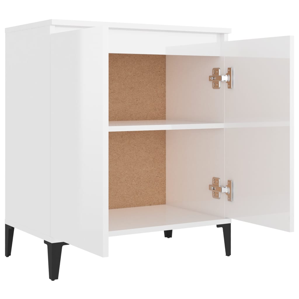 Skjenk Høyglans Hvit 60X35X70 Cm Konstruert Tre