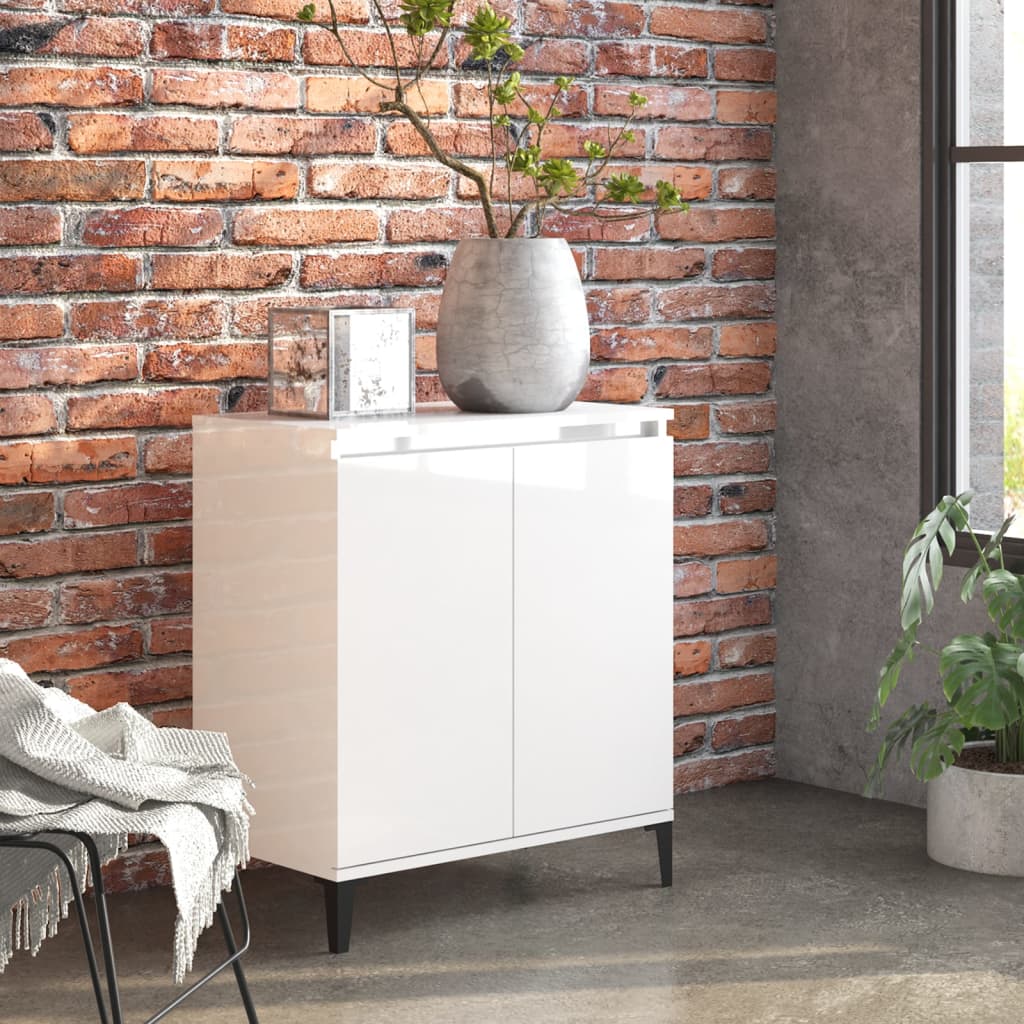 Skjenk Høyglans Hvit 60X35X70 Cm Konstruert Tre