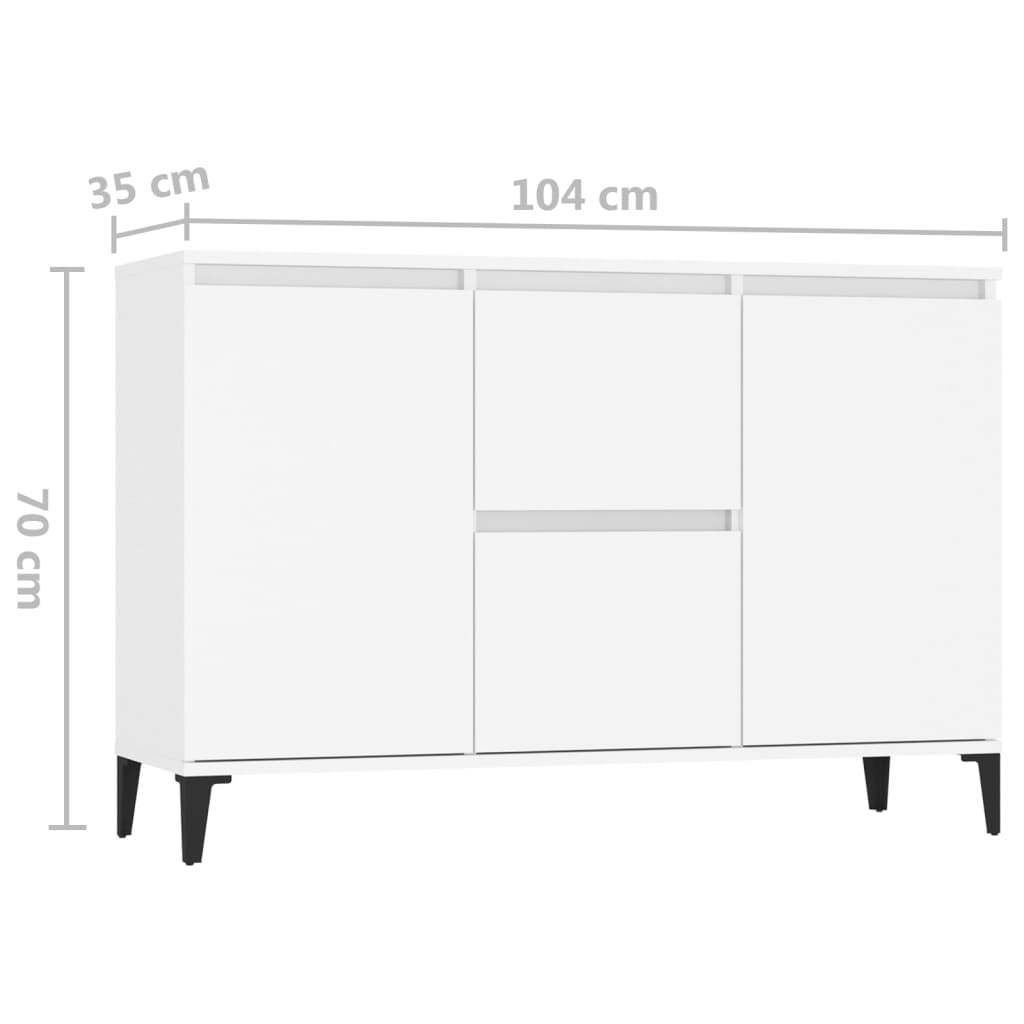 Skjenk Hvit 104X35X70 Cm Konstruert Tre