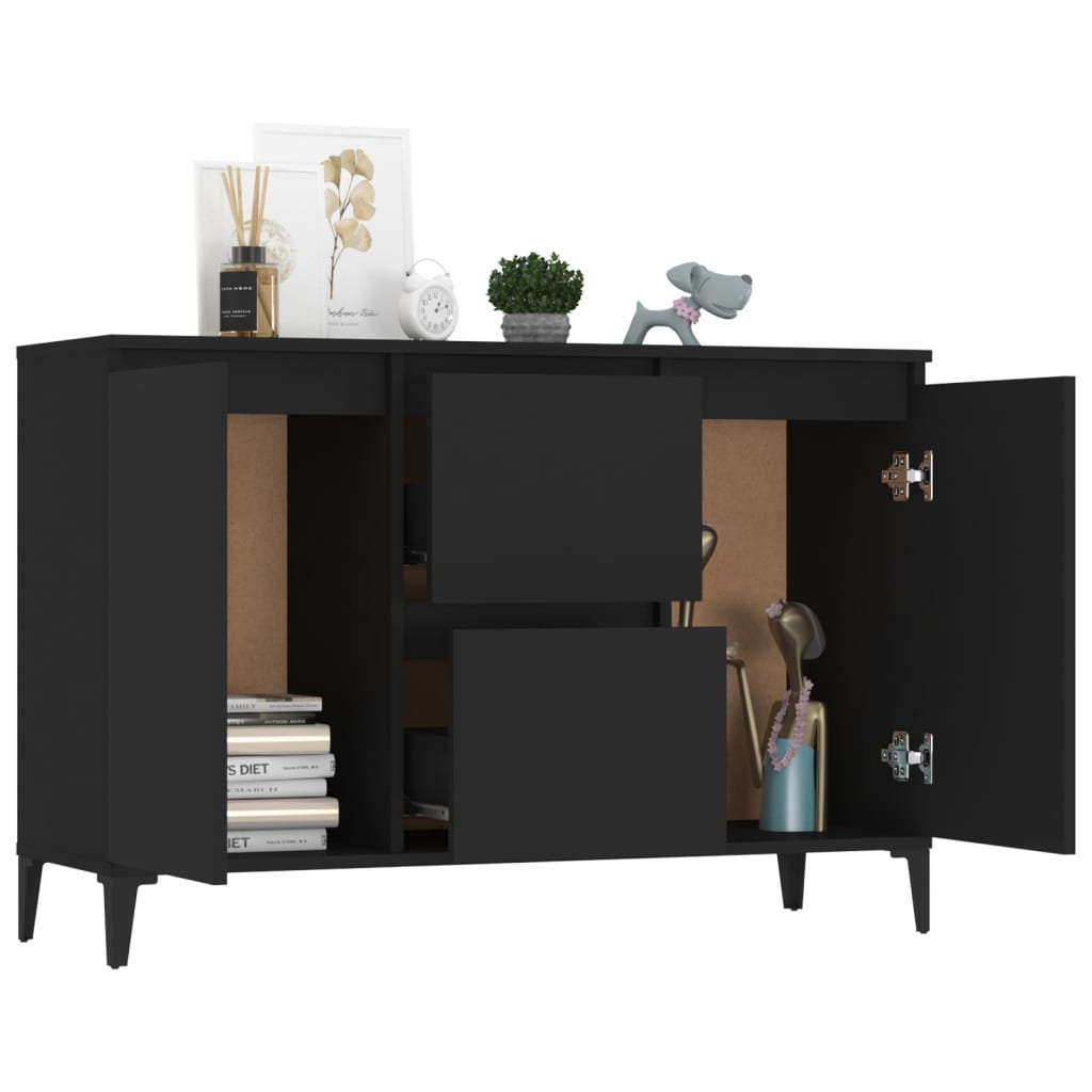 Skjenk Svart Eik 104X35X70 Cm Konstruert Tre