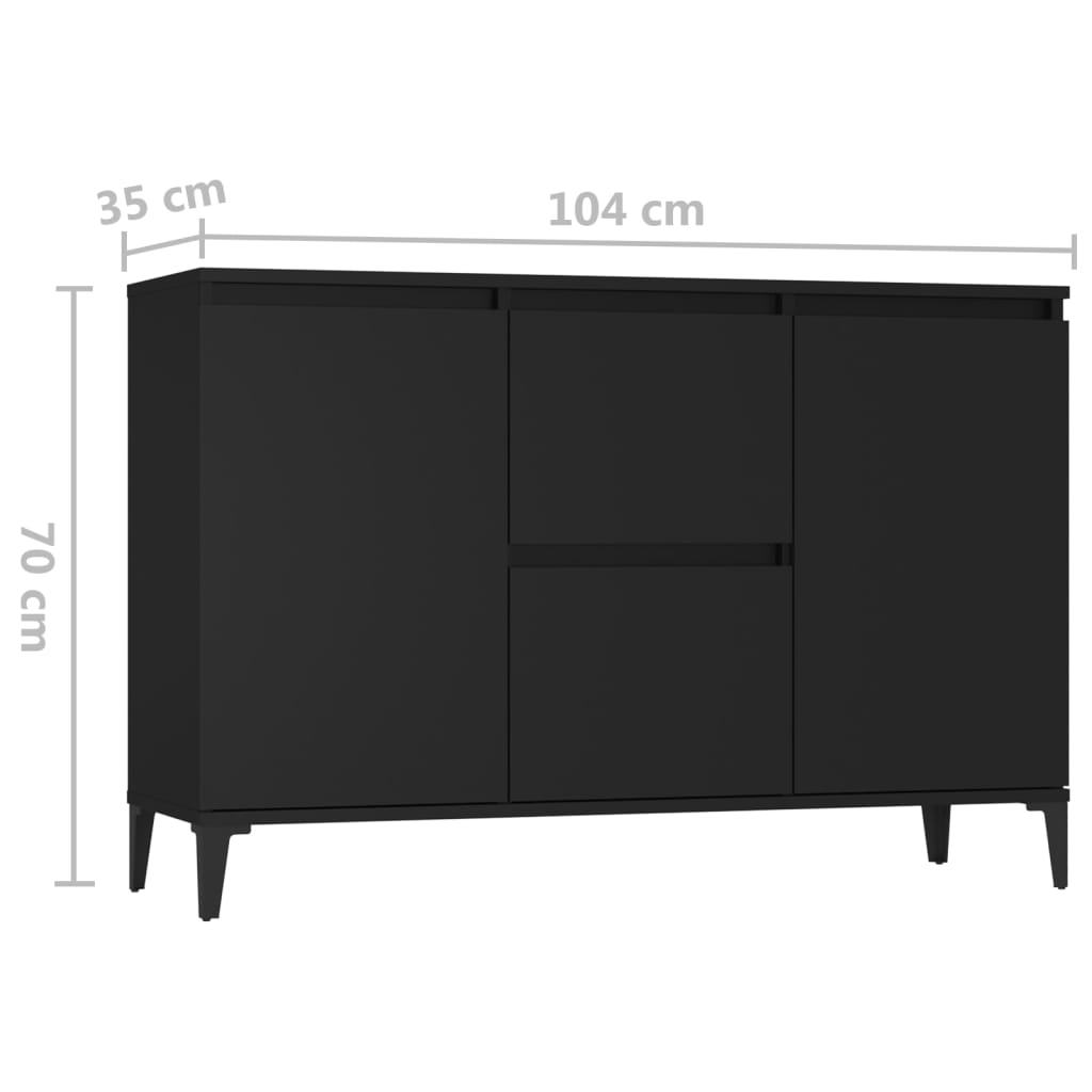 Skjenk Svart Eik 104X35X70 Cm Konstruert Tre