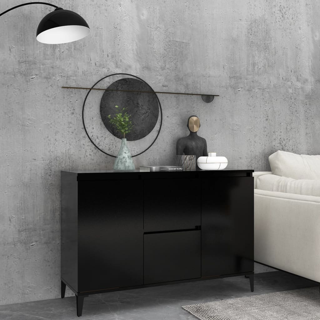 Skjenk Svart Eik 104X35X70 Cm Konstruert Tre