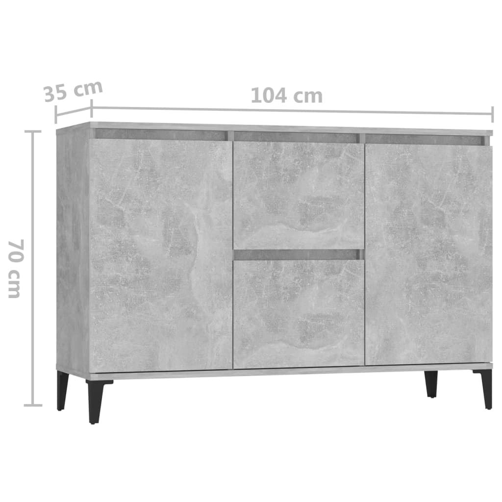 Skjenk Grå 104X35X70 Cm Konstruert Tre