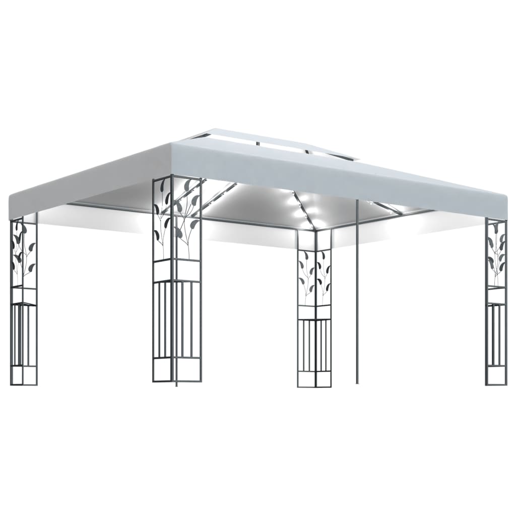 Paviljong Med Dobbelt Tak Og Led-Lysslynge 3X4 M Hvit