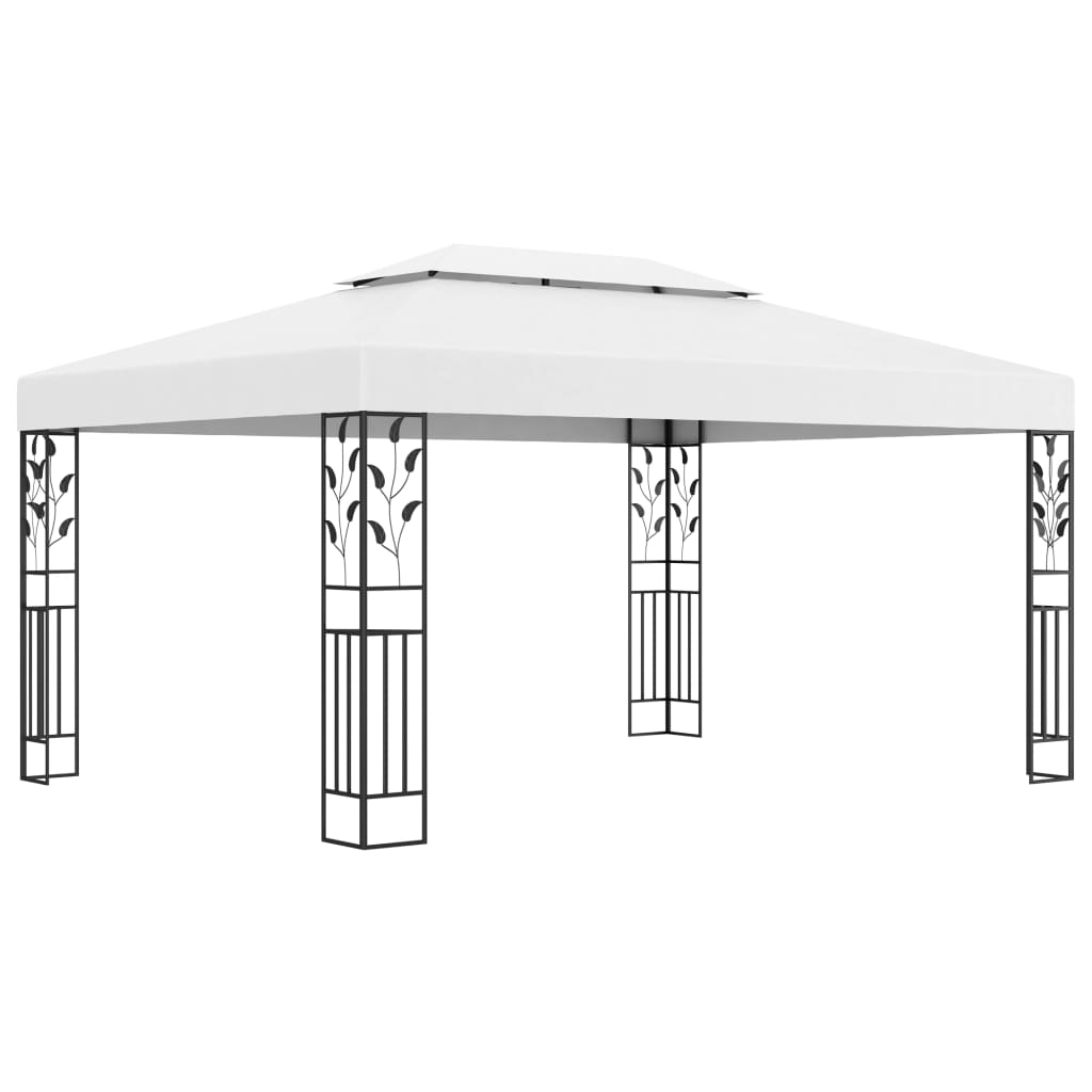 Paviljong Med Dobbelt Tak Og Led-Lysslynge 3X4 M Hvit
