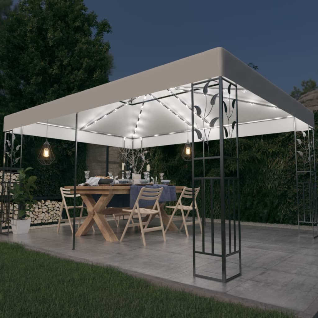 Paviljong Med Dobbelt Tak Og Led-Lysslynge 3X4 M Hvit