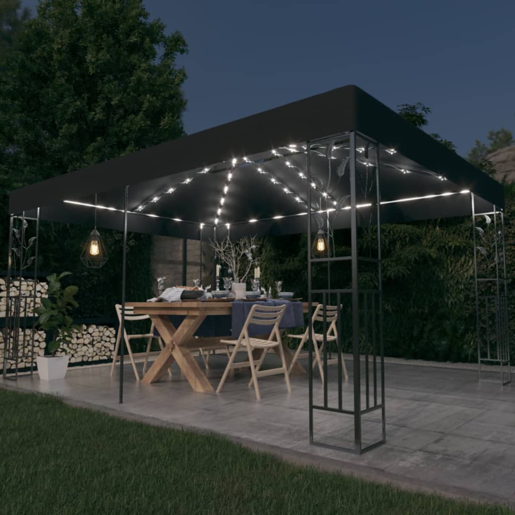 Paviljong Med Dobbelt Tak Og Led-Lysslynge 3X4 M Antrasitt
