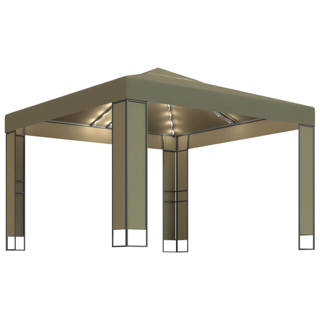 Paviljong Med Dobbelt Tak Og Led-Lysslynge 3X3X2,7M Gråbrun