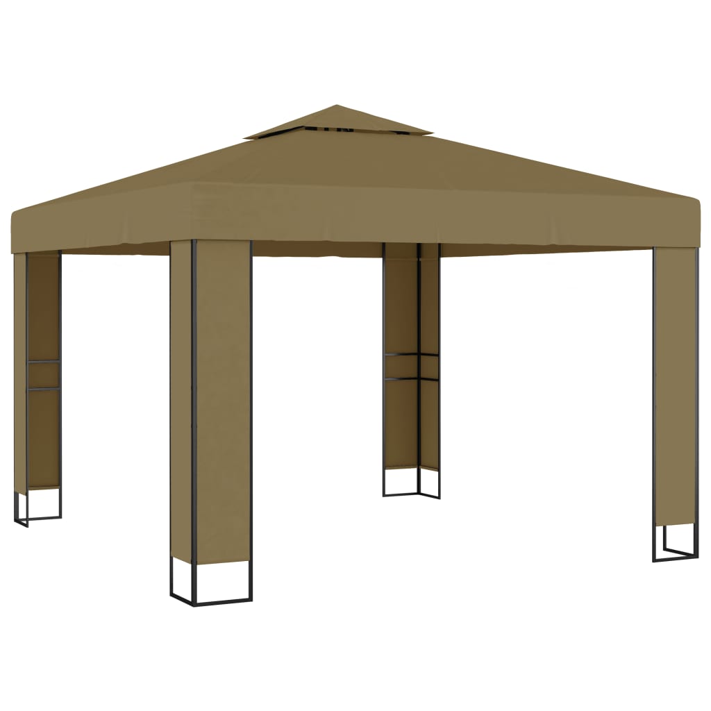 Paviljong Med Dobbelt Tak Og Led-Lysslynge 3X3X2,7M Gråbrun