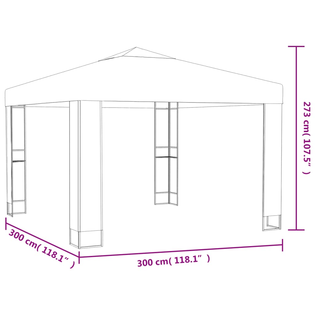 Paviljong Med Dobbelt Tak Og Led-Lysslynge 3X3X2,7M Gråbrun