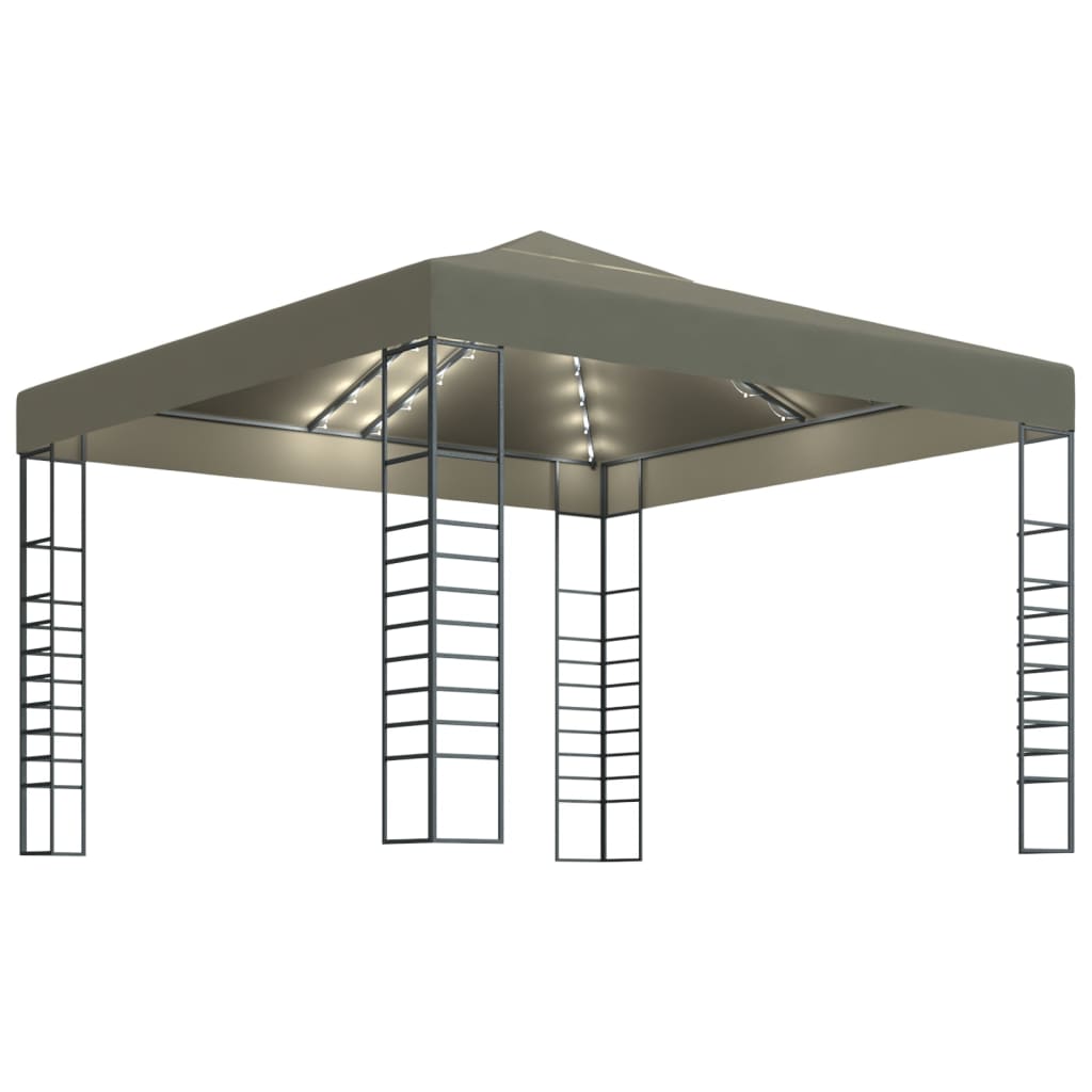 Hagepaviljong Med Led-Lysslynge 3X3 M Gråbrun