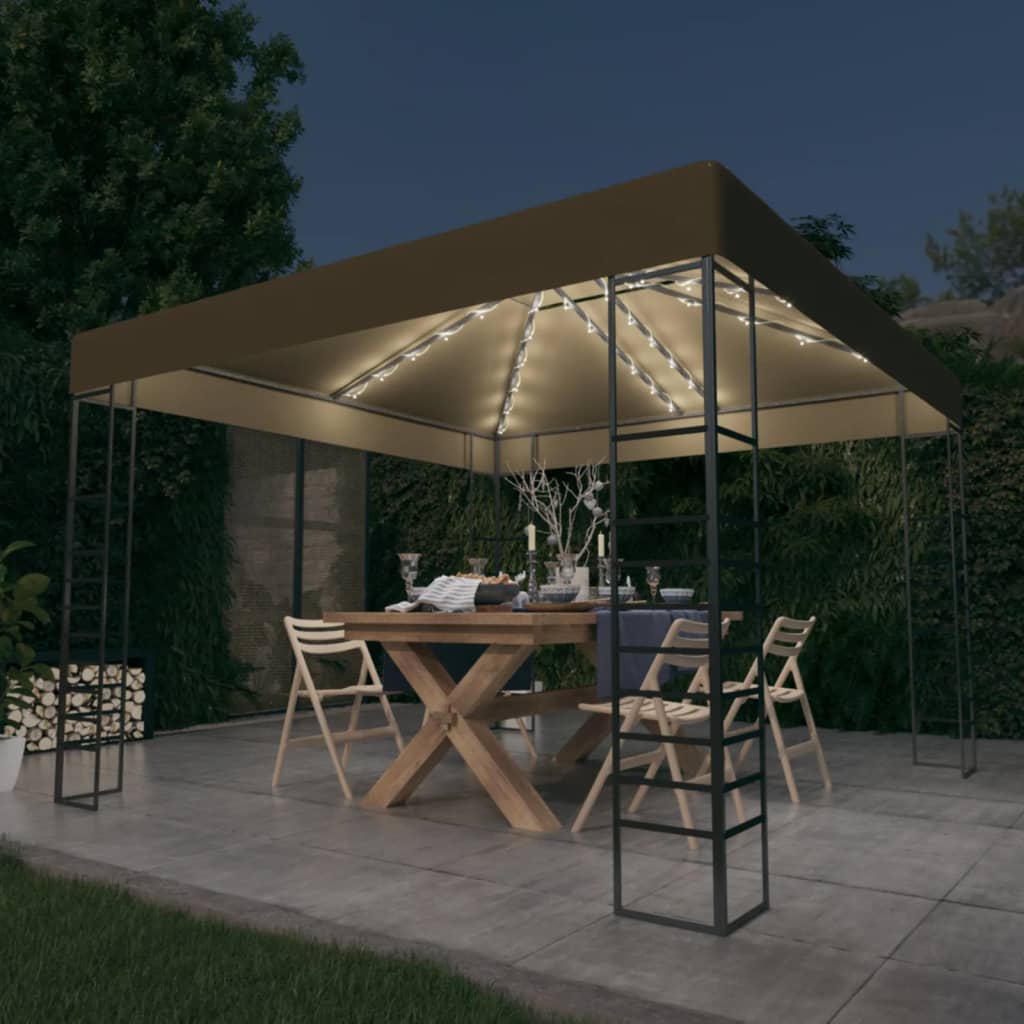 Hagepaviljong Med Led-Lysslynge 3X3 M Gråbrun