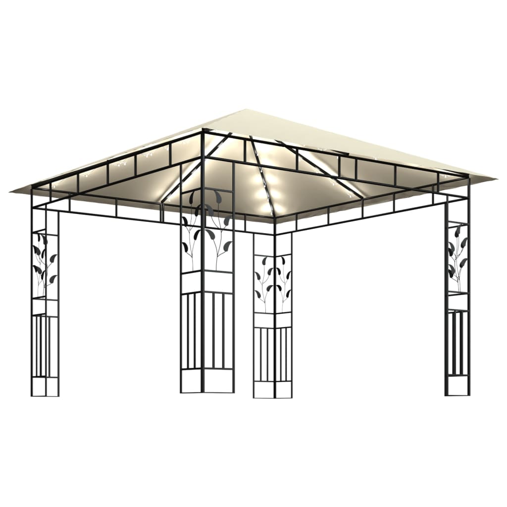 Paviljong Med Myggnett Og Led-Lysslynge 3X3X2,73 M Kremhvit