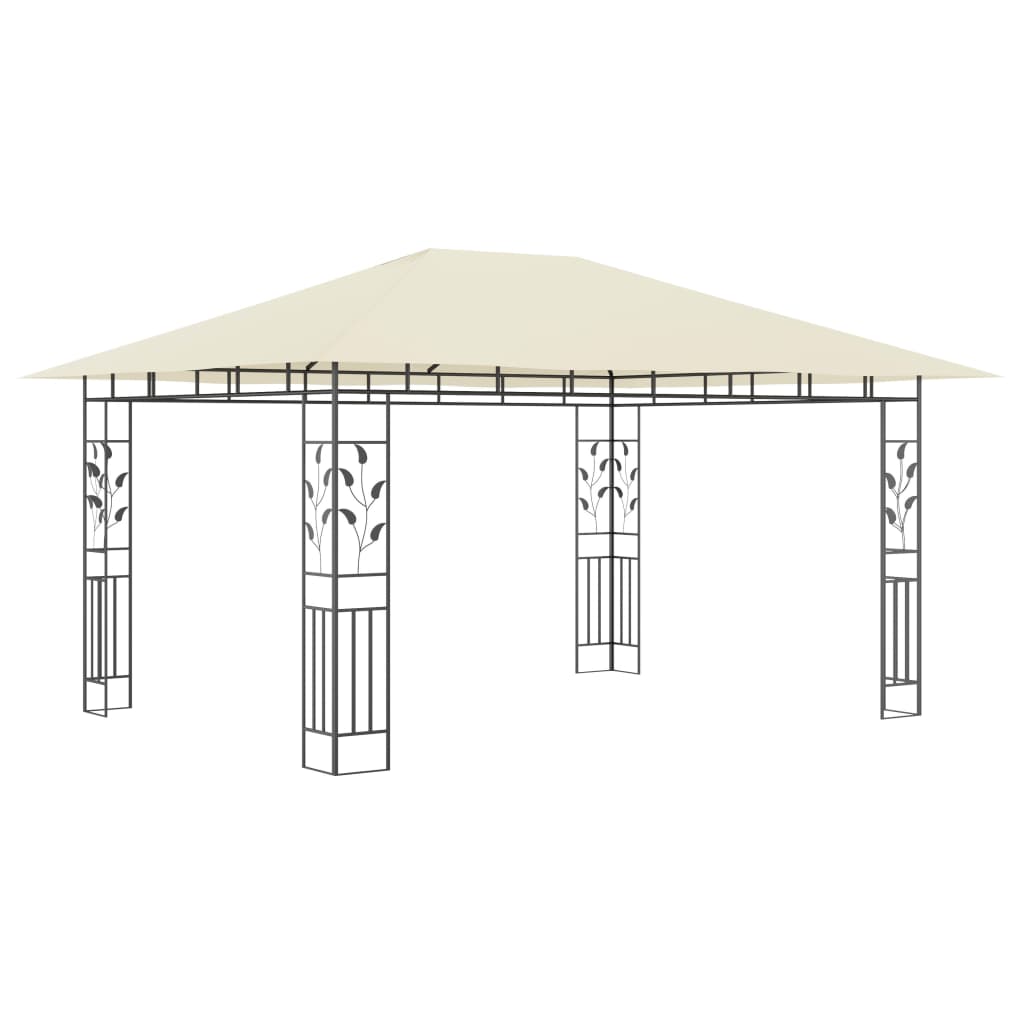 Paviljong Med Myggnett Og Led-Lysslynge 4X3X2,73 M Kremhvit