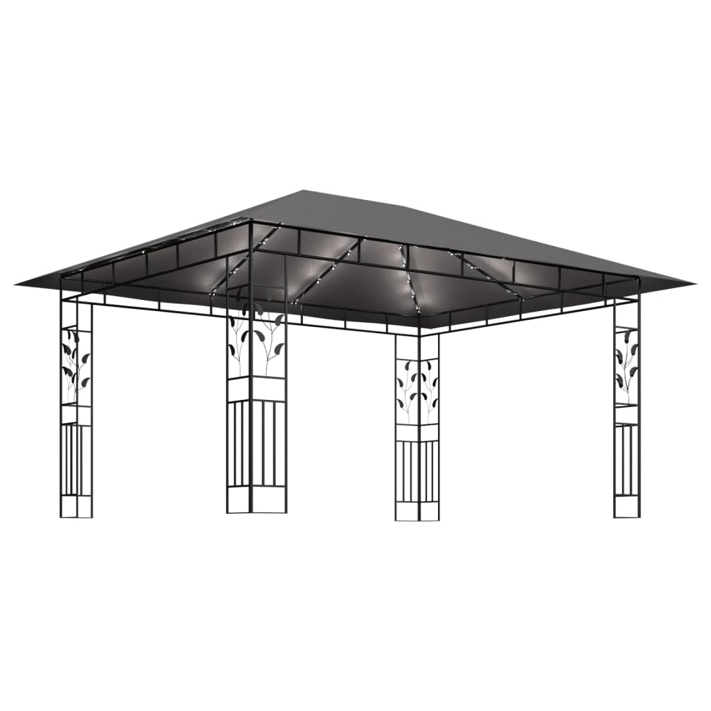 Paviljong Med Myggnett Og Led-Lysslynge 4X3X2,73 M Antrasitt
