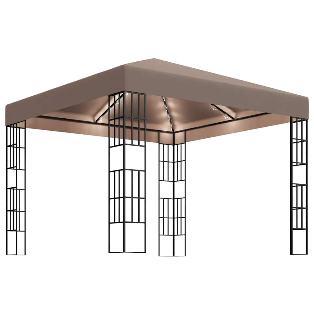 Paviljong Med Led-Lysslynge 3X3 M Gråbrun