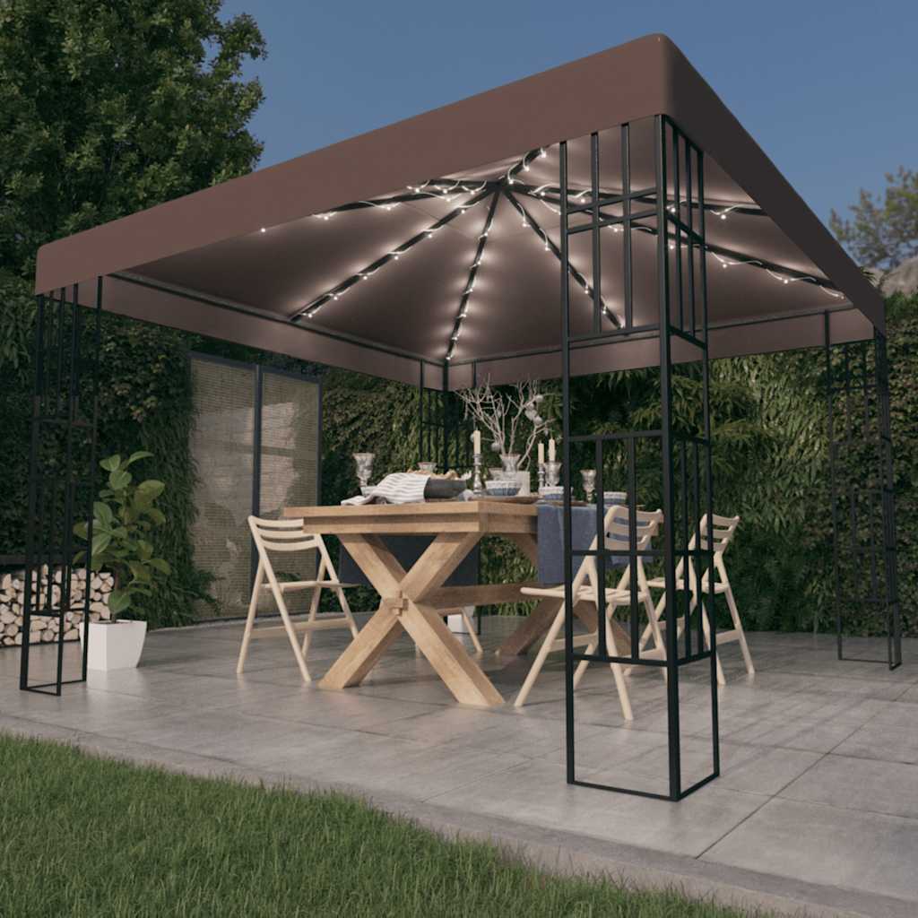 Paviljong Med Led-Lysslynge 3X3 M Gråbrun