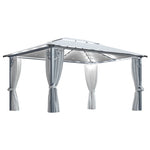 Paviljong Med Gardin Og Led-Strenglys 4X3 M Krem Aluminium