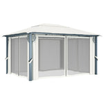 Paviljong Med Gardin Og Led-Strenglys 4X3 M Krem Aluminium