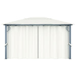 Paviljong Med Gardin Og Led-Strenglys 4X3 M Krem Aluminium