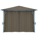 Paviljong Med Gardin Og Led-Strenglys 4X3 M Gråbrun Aluminium