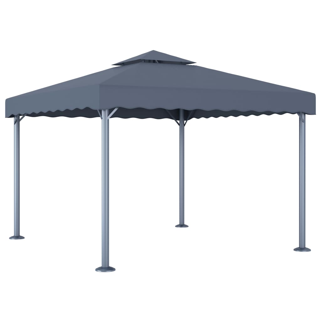 Paviljong Med Led-Strenglys 300X300 Cm Antrasitt Aluminium