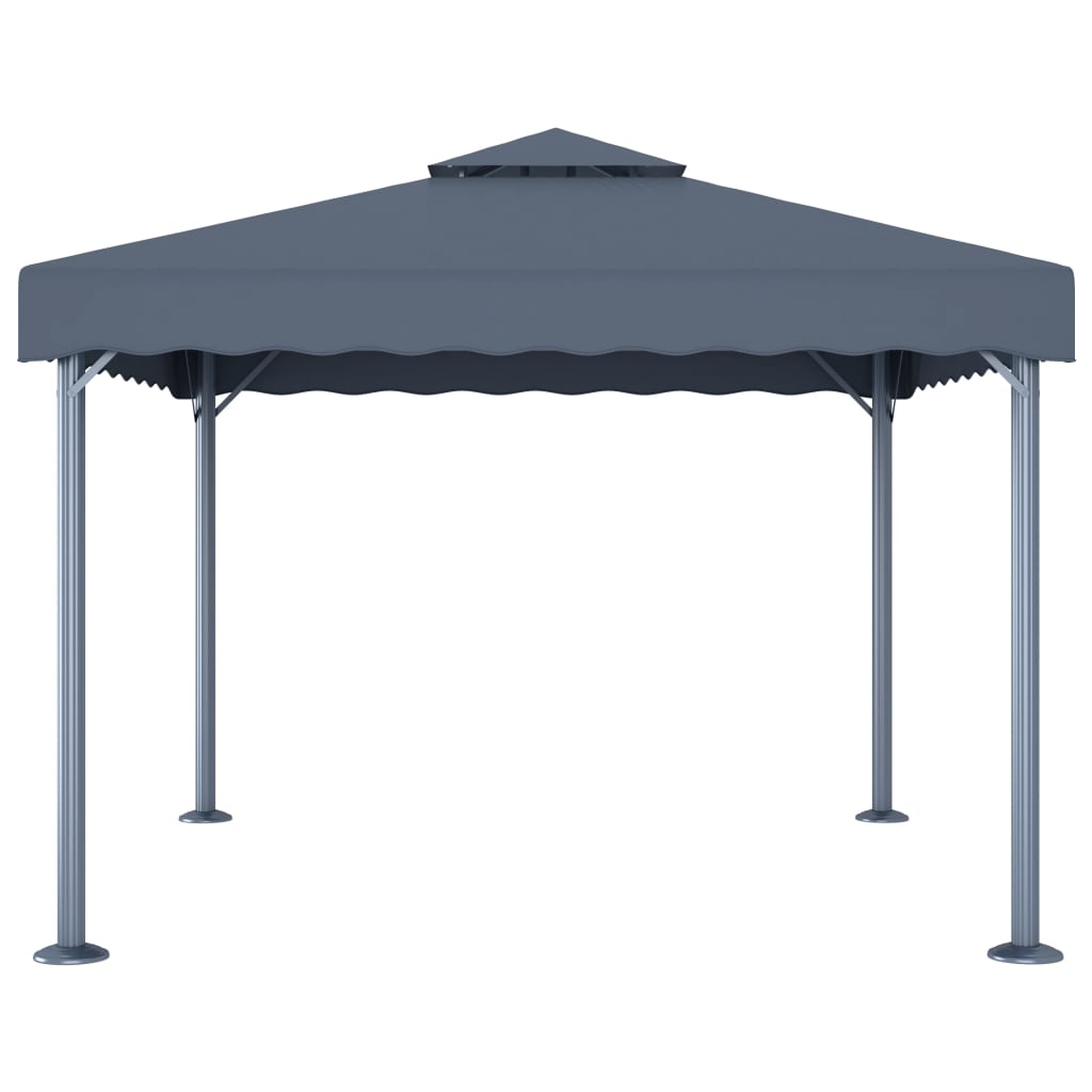 Paviljong Med Led-Strenglys 300X300 Cm Antrasitt Aluminium