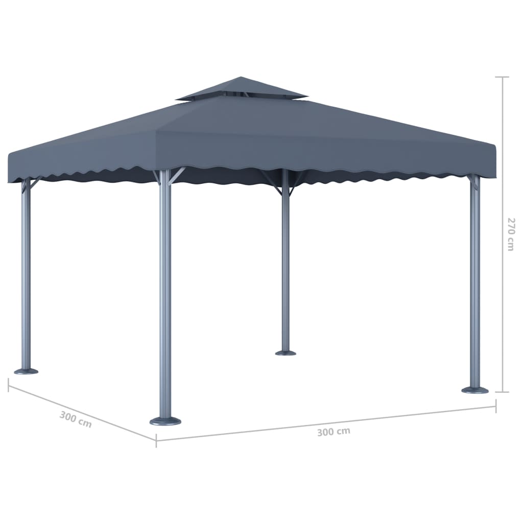 Paviljong Med Led-Strenglys 300X300 Cm Antrasitt Aluminium
