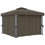 Paviljong Med Gardin Og Led-Strenglys 3X3 M Gråbrun