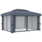 Paviljong Med Gardin Og Led-Strenglys 4X3 M Antrasitt