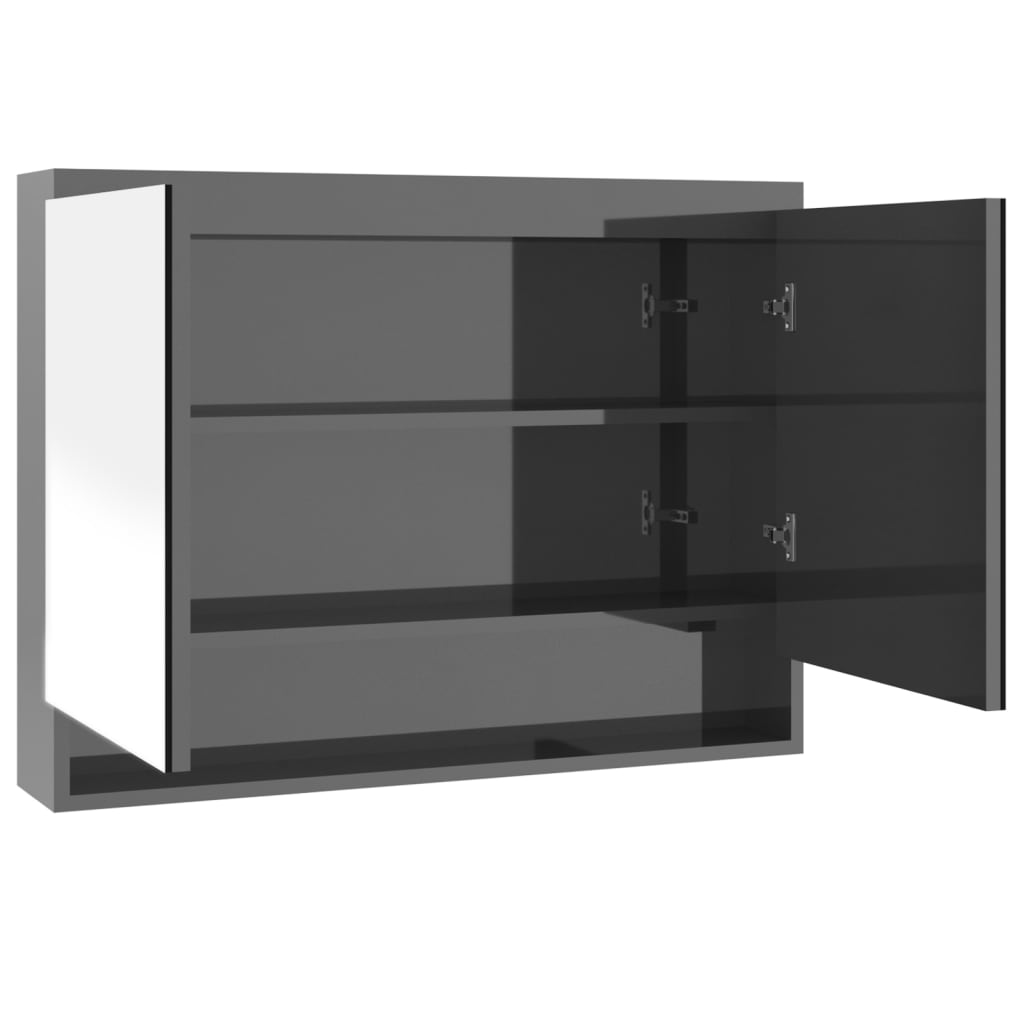 Speilskap Til Bad 80X15X60 Cm Mdf Skinnende Grå
