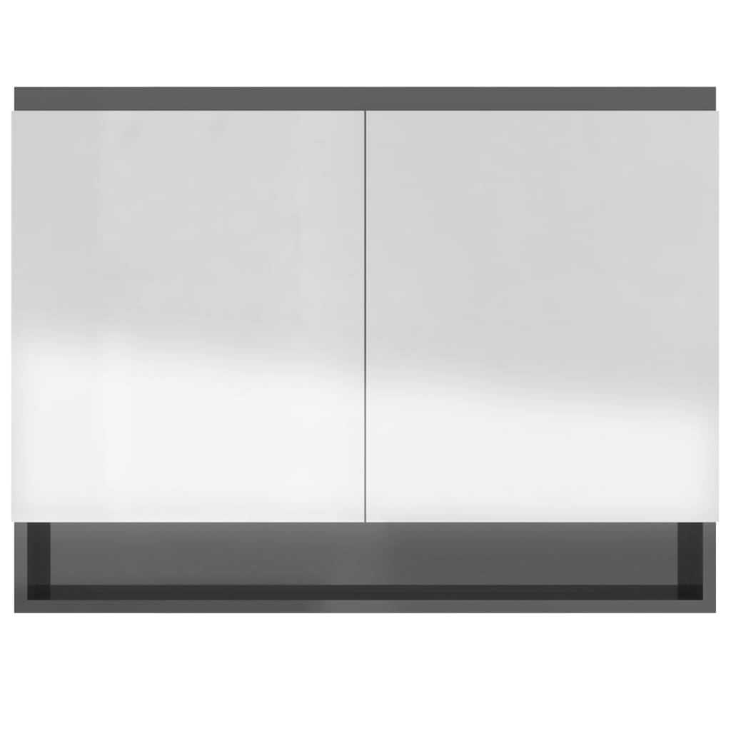 Speilskap Til Bad 80X15X60 Cm Mdf Skinnende Grå