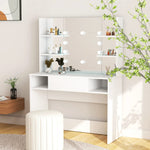 Sminkebord Med Led-Lys 100X40X135 Cm Mdf Hvit