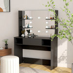 Sminkebord Med Led-Lys 100X40X135 Cm Mdf Svart
