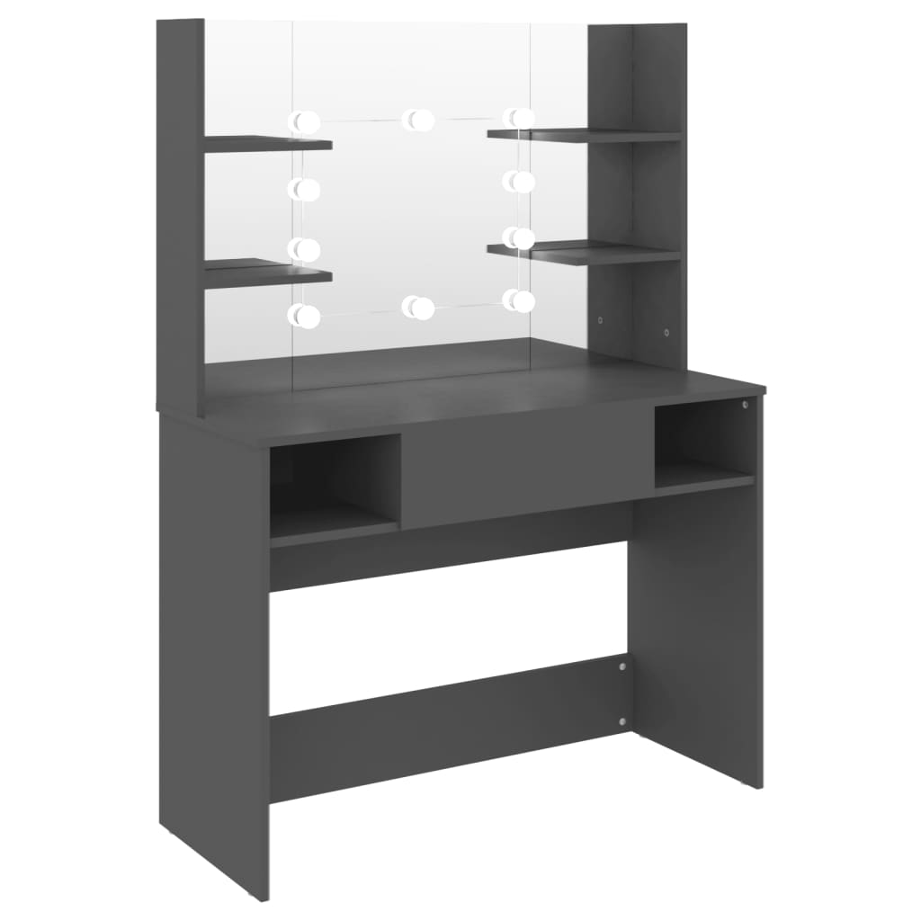 Sminkebord Med Led-Lys 100X40X135 Cm Mdf Grå