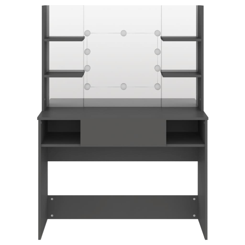 Sminkebord Med Led-Lys 100X40X135 Cm Mdf Grå