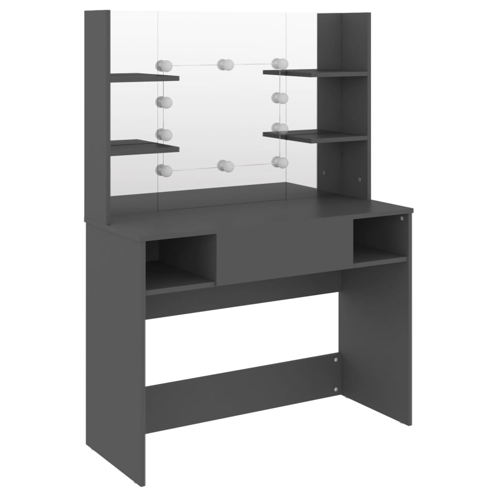Sminkebord Med Led-Lys 100X40X135 Cm Mdf Grå