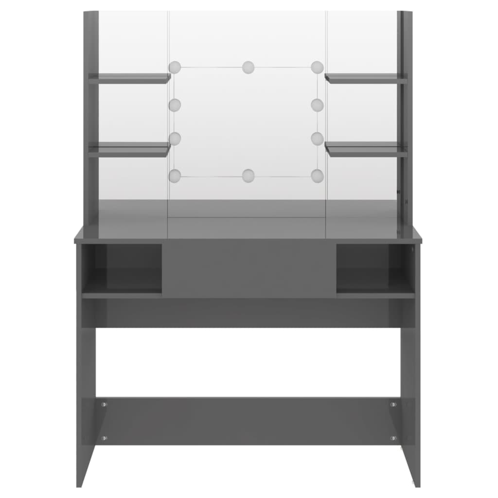 Sminkebord Med Led-Lys 100X40X135 Cm Mdf Blank Grå