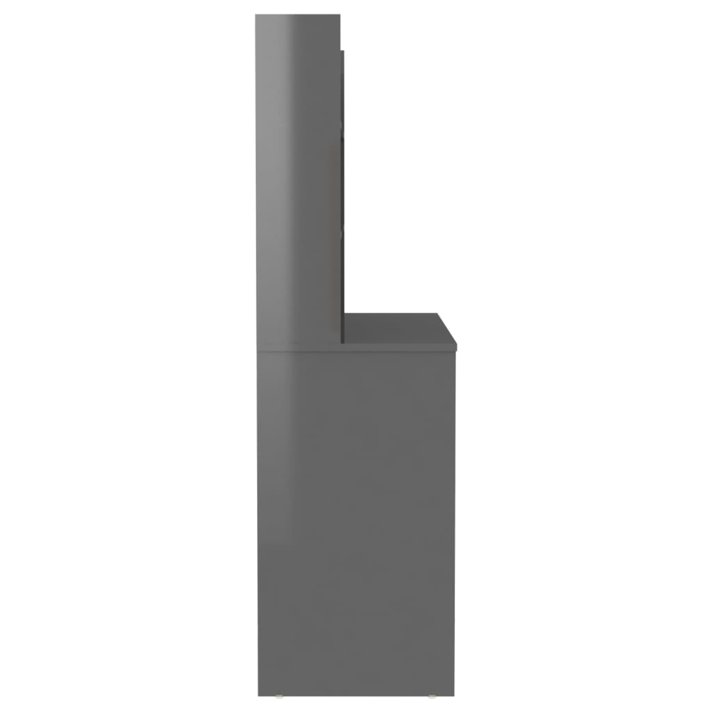 Sminkebord Med Led-Lys 100X40X135 Cm Mdf Blank Grå