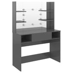 Sminkebord Med Led-Lys 100X40X135 Cm Mdf Blank Grå
