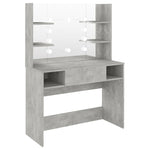 Sminkebord Med Led-Lys 100X40X135 Cm Mdf Betonggrå